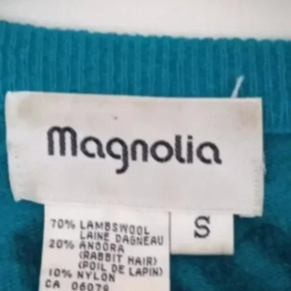 Magnolia size small wool and angora blend turquoise sweater. Vintage 80s - Picture 4 of 4
